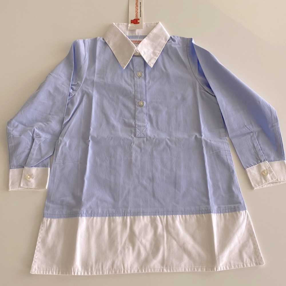 Shirt Dress Blue White Girls New